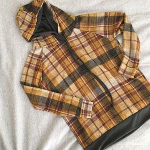 Promesa Tops - NEW Plaid Hoodie Mustard Yellow with Double Hood Promesa Tops - NEW Plaid Hoodie Mustard Yellow with Double Hood